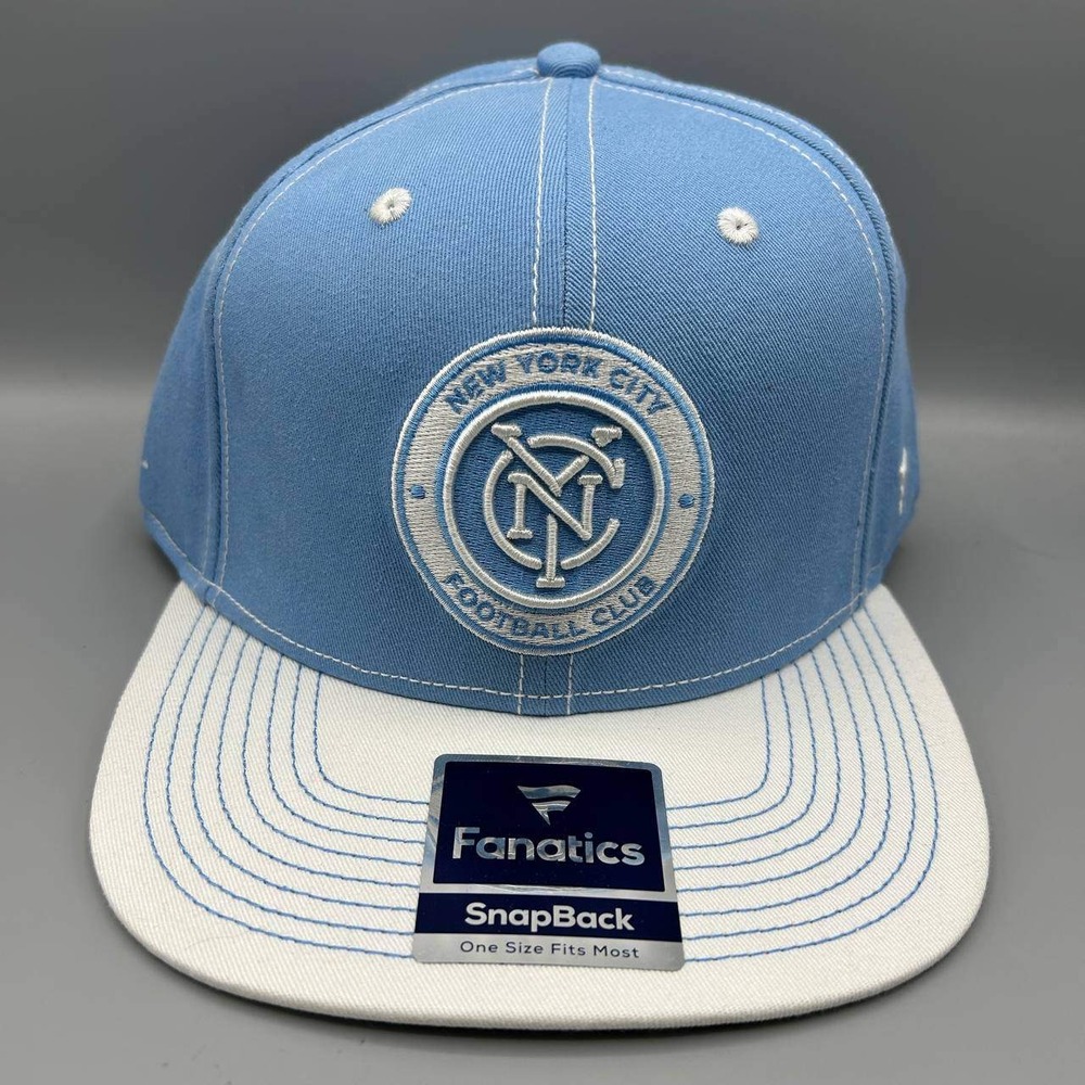 New York City FC Hat Men Blue White Embroidered Fanatics Snap Back Cap Cotton